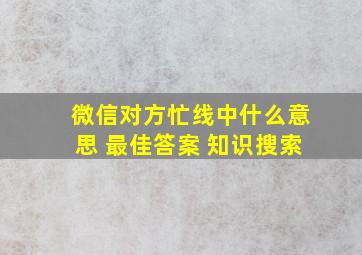 微信对方忙线中什么意思 最佳答案 知识搜索